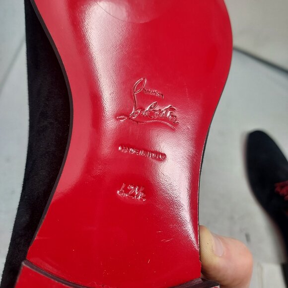 CHRISTIAN LOUBOUTIN Black Dandelion Strass Suede Logo Loafer - Picture 5 of 12